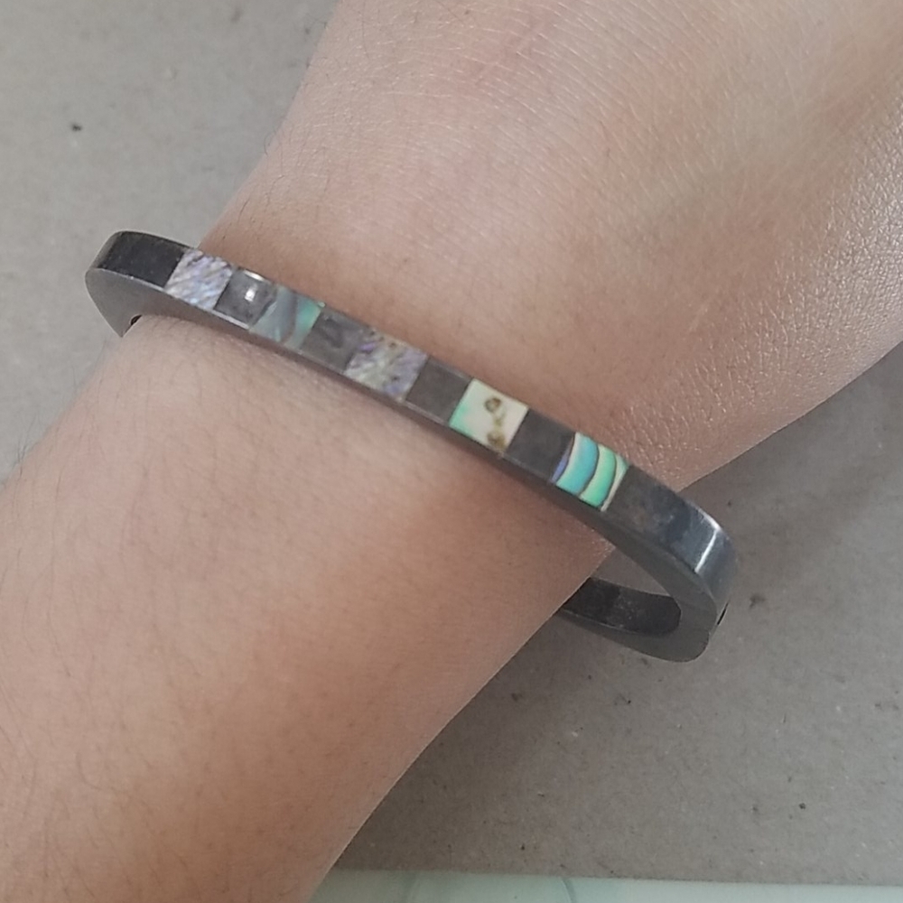 Sterling Silver and Alabaster Square Bracelet
